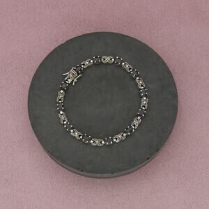 ross simons sterling silver oval-cut sapphire x tennis bracelet size 6.75in